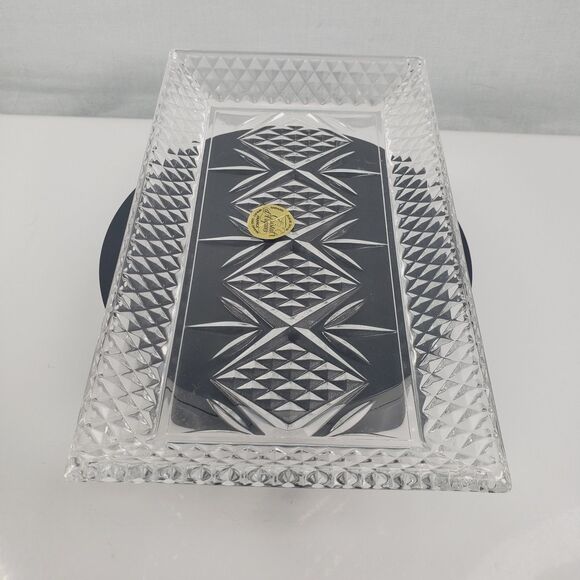 Cristal D'Arques France 24% Lead Crystal Glass Diamond Point Cut Dish Rectangle - Picture 4 of 10